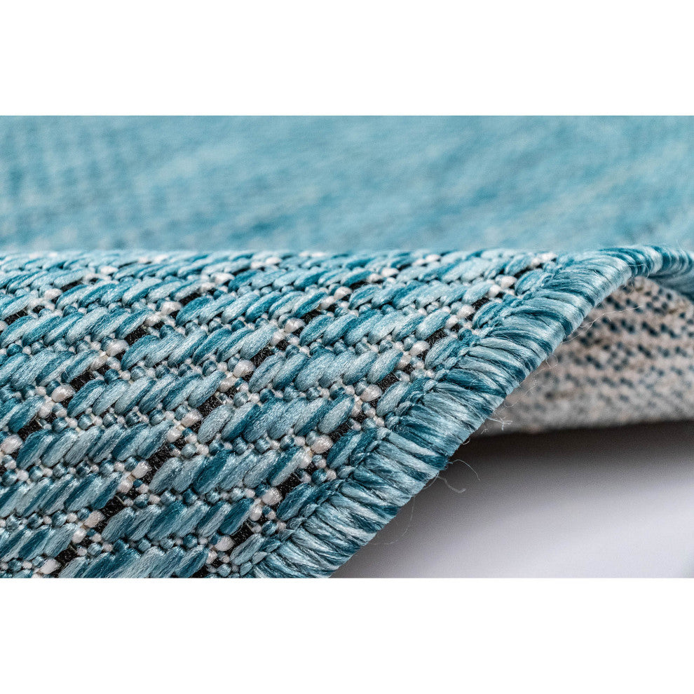 Carmel Texture Stripe Indoor/Outdoor Rug, Aqua, 1'11"x4'11" Runner