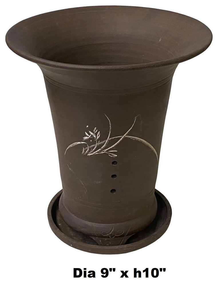 Chinese Ceramic Clay Brown Vase Shape Flower Planter Hws1340