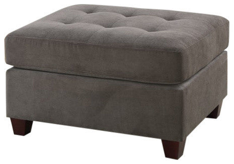 Cocktail Ottoman In Charcoal Gray Waffle Suede Fabric