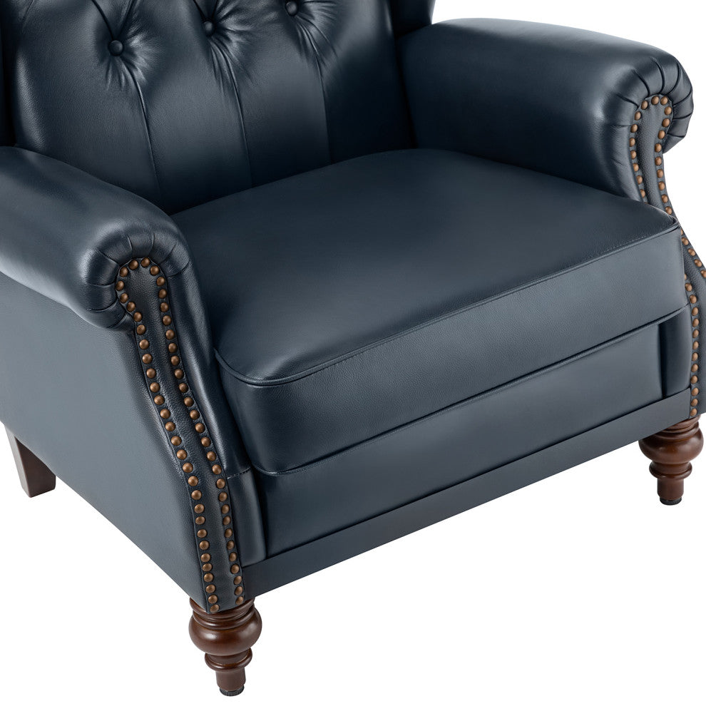 33" Wide Genuine Leather Armchair, Navy