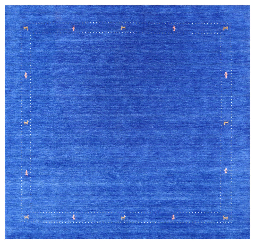 8' Square Handmade Persian Gabbeh Wool Rug Q6991
