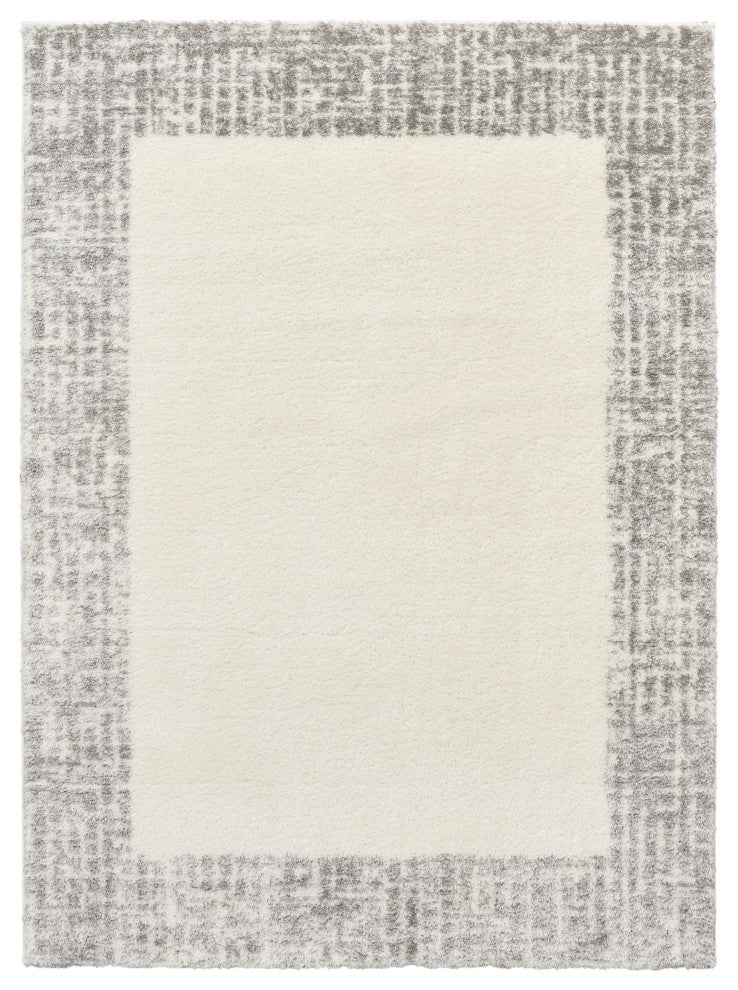 Nourison Pacific Shag 7'10" x 9'10" Ivory Grey Shag Indoor Rug