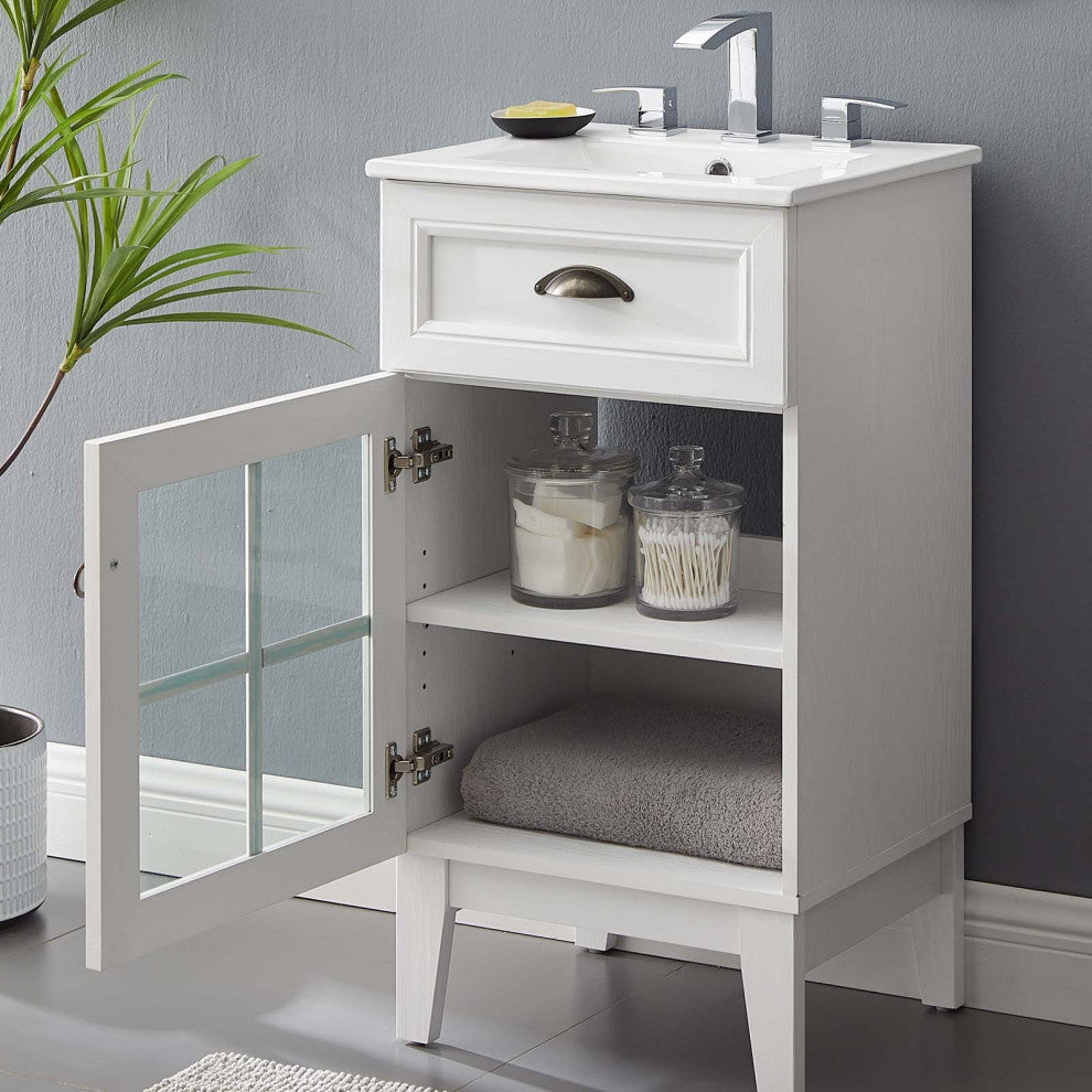 Isle 18" Bathroom Vanity Cabinet White White -5423