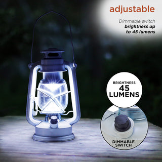 Indoor/Outdoor White Hurricane Lantern, Cool White LED Lights