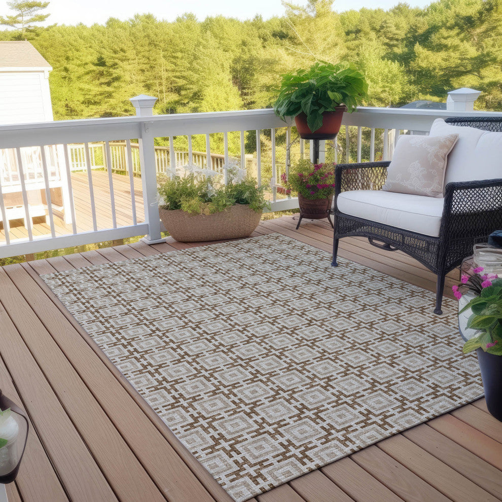 Indoor/Outdoor Marlo MO1 Taupe Machine Washable 10' x 14' Rug
