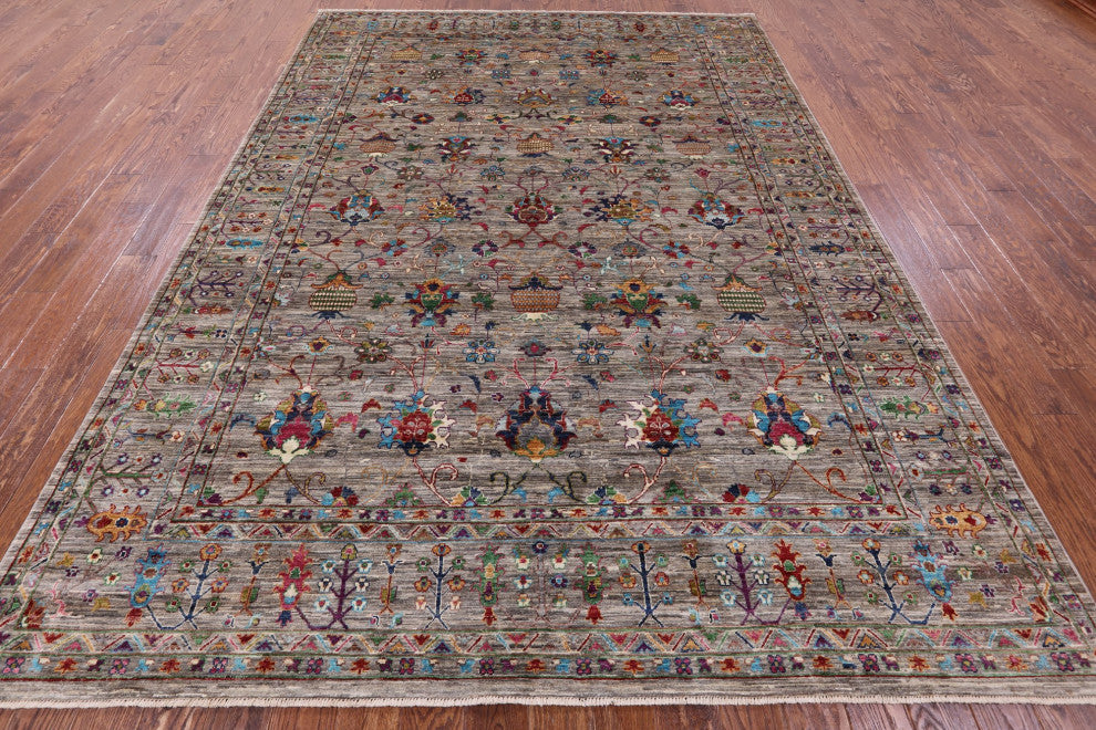 8' 1" X 11' 5" Persian Tabriz Hand Knotted Wool Rug Q9793