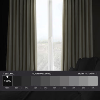 Extra Wide Blackout Velvet Curtain Single Panel, Cool Beige, 100"x84"