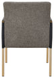 Engel Dark Grey Vegan Leather, Grey Fabric, Antique Brass Dining Chair