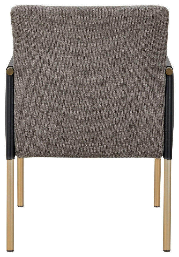 Engel Dark Grey Vegan Leather, Grey Fabric, Antique Brass Dining Chair