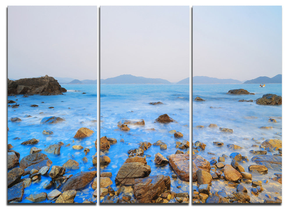 "Stony Port Shelter Beach Hong Kong" Wall Art, 3 Panels, 36"x28"