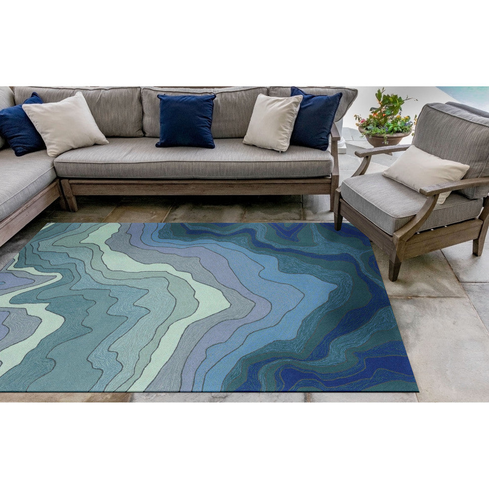 Ravella Mykonos Indoor/Outdoor Rug, Water, 7'6"x9'6"