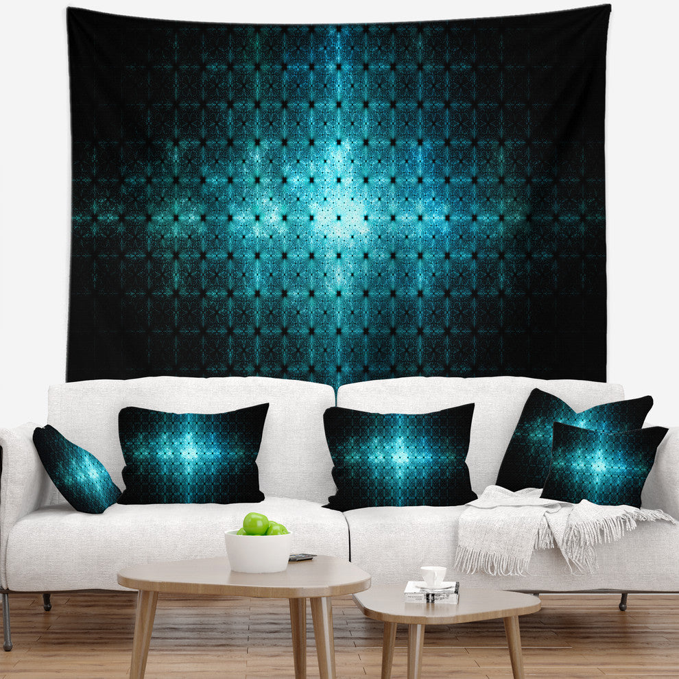 Blue Flash of Light on Radar Abstract Wall Tapestry, 92"x78"