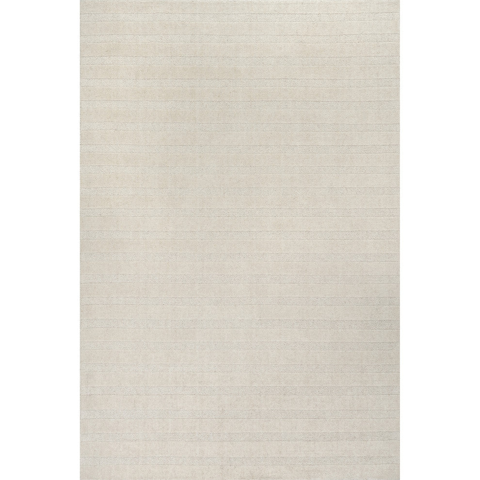 Vestry Striped Wool Area Rug, Ivory 9' x 12'