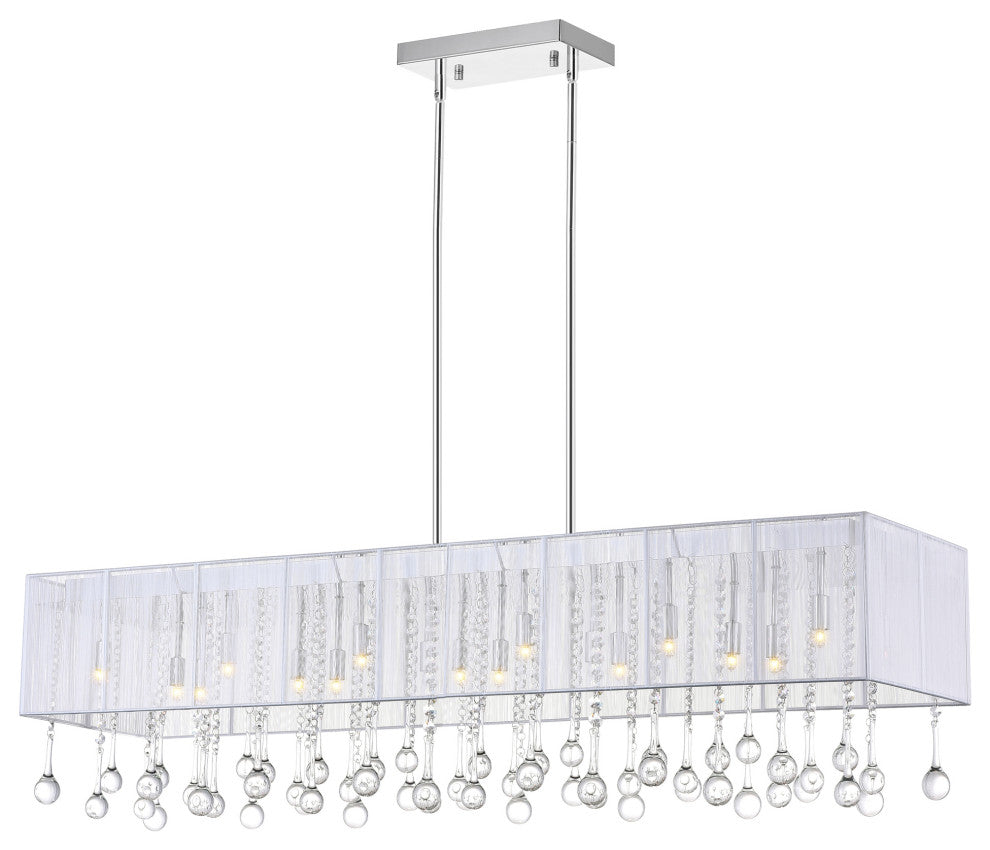Water Drop 17 Light Drum Shade Chandelier With Chrome Finish