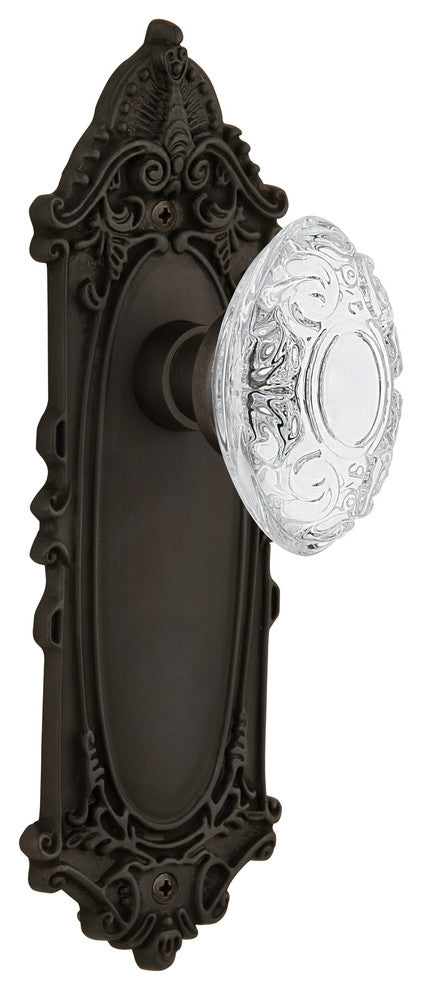 Victorian Plate Double Dummy Crystal Victorian Knob, Oil-Rubbed Bronze, VICCVI