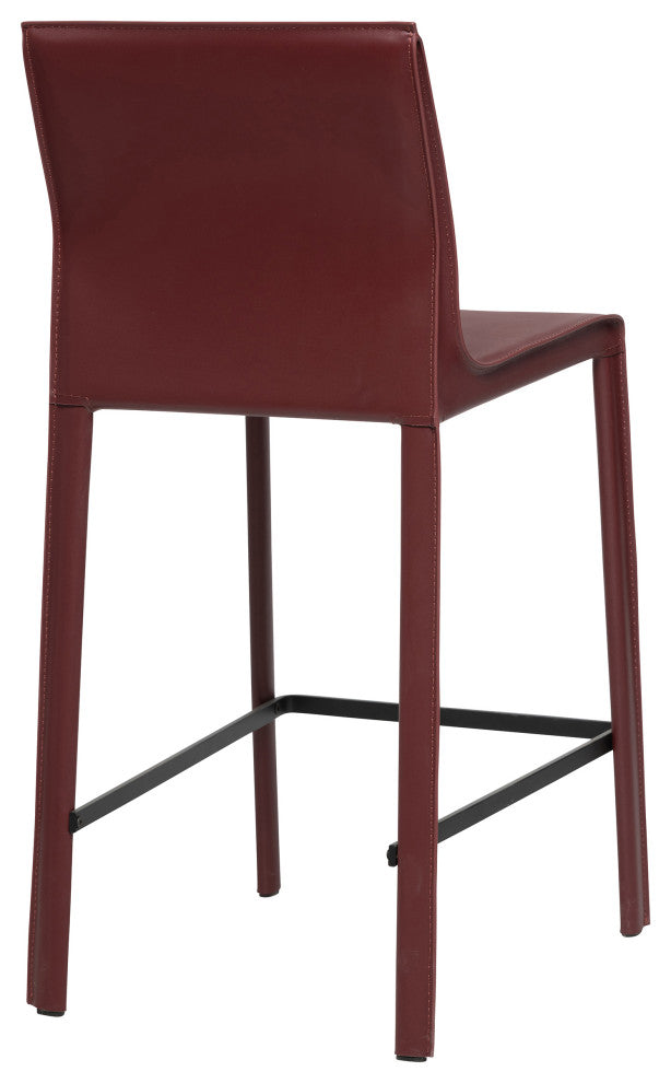Elite Living Stan Leather 26" Counter Height Bar Stool, Deep Red