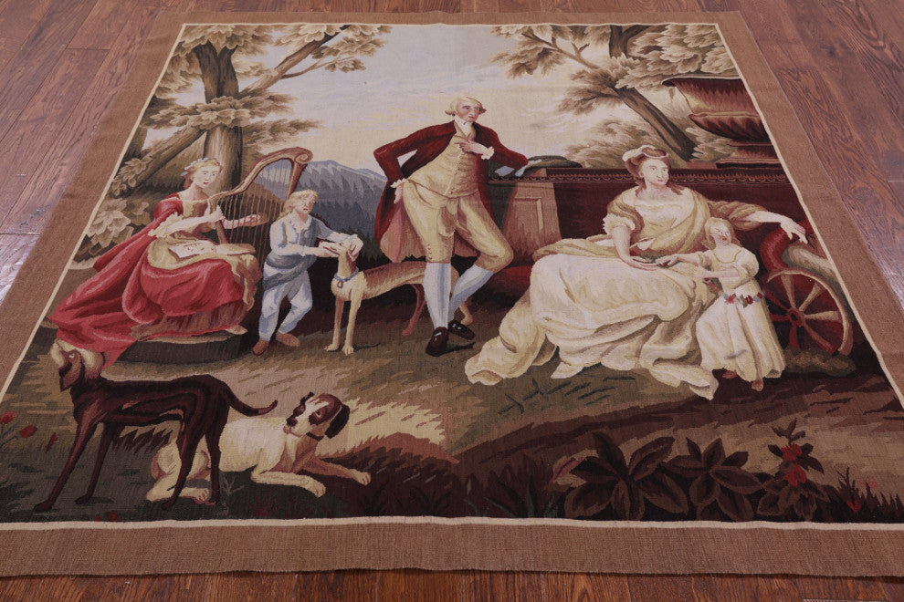 6' 0" X 6' 2" George Washington Tapestry Handmade Rug Q4598