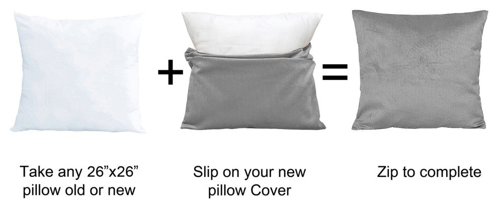 Milliken Plush Pillow Shell 2 Piece Set, Silver, 26" X 26"
