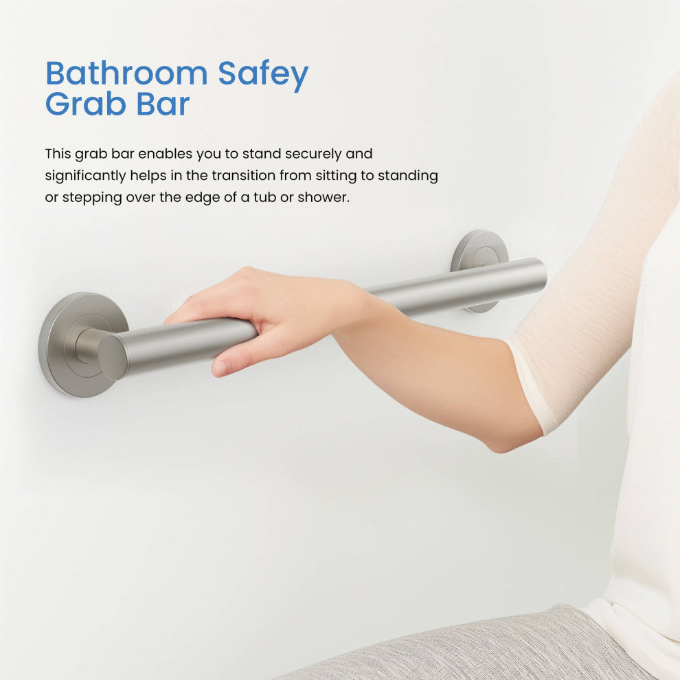 18" Stainless Steel Bathroom Safety Grab Bar, Brushed Nickel