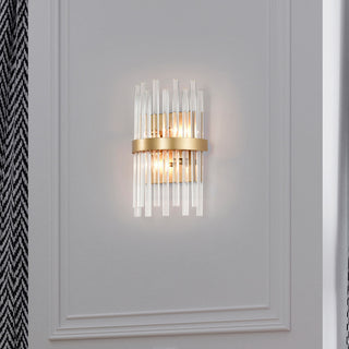 Eva 2-Light Crystal Glass Bar Wall Sconce, Glossy Bronze Finish