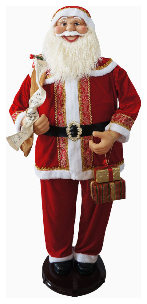 58" Dancing Santa Claus With Naughty and Nice List, Gifts and Toy Sack