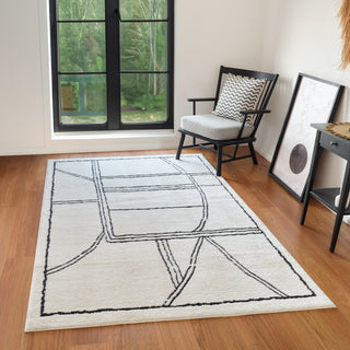 Monotone Moroccan White -1 Power-Loom Area Rug 5' x 7'6"