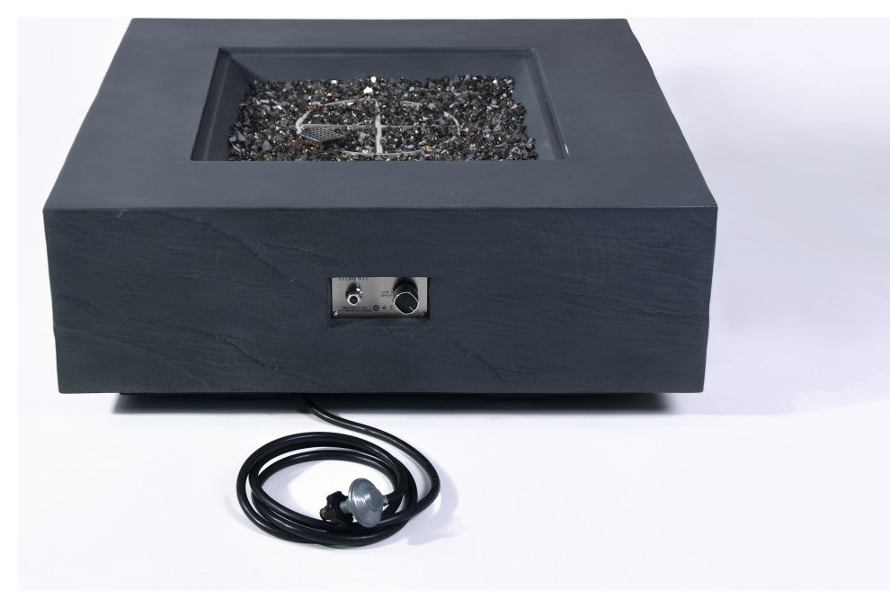 Roraima Square Slate Black Concrete 40" Natural Gas Fire Table