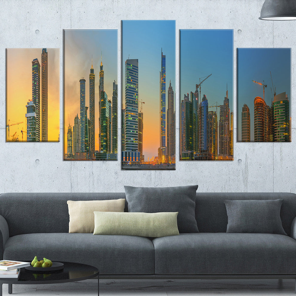 "Business Bay and Downtown Dubai" Canvas Print, 5 Panels