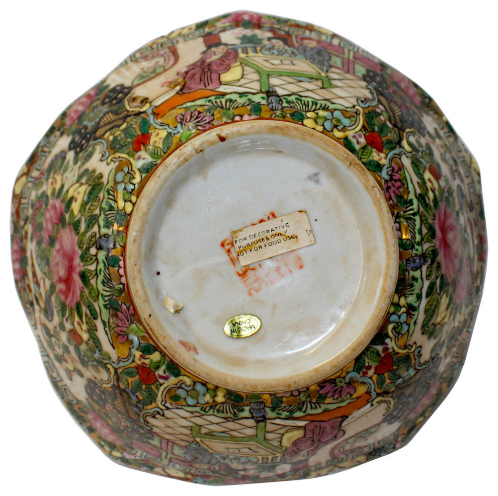 Chinese Oriental Porcelain People Scenery Bowl Container Decor Hws788