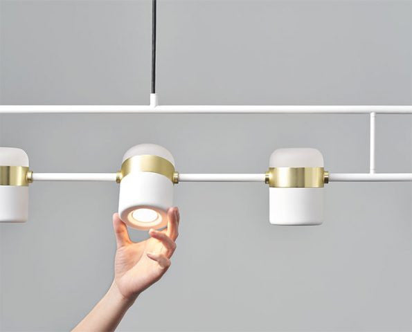 Ling Pendant, White/ Brass