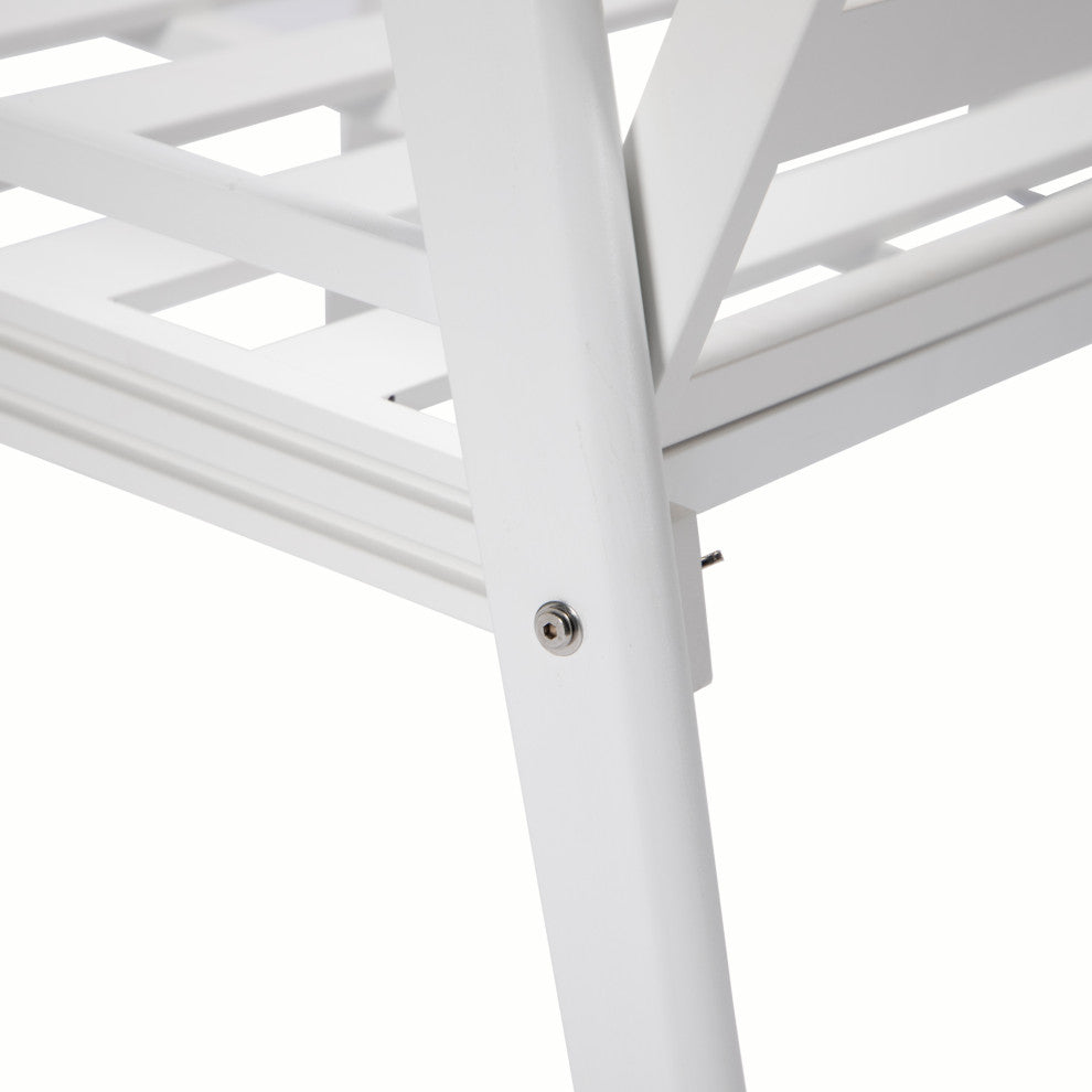 Leisuremod Walbrooke Patio Loveseat With White Aluminum Frame, Navy Blue