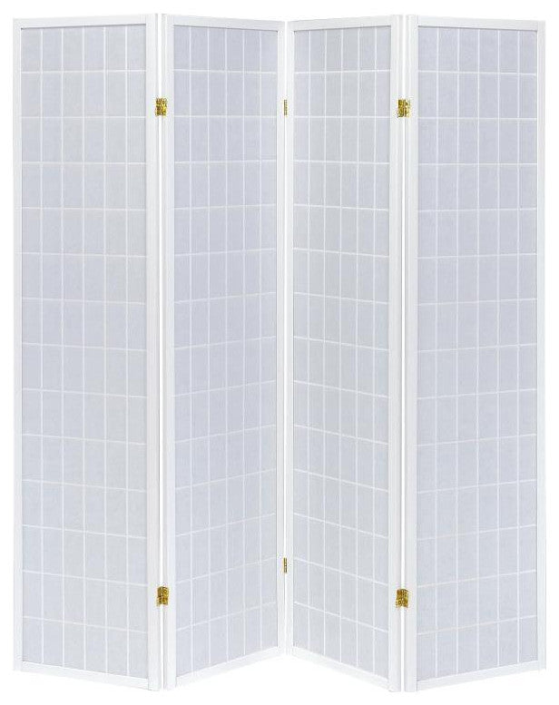 4 Panel Folding Floor Screen, White