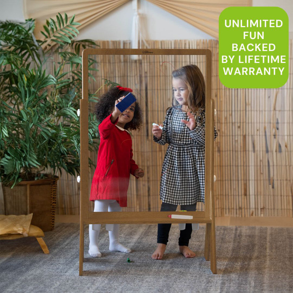 Little Partners Peek-A-Boo Adjustable Height Art Easel, Natural