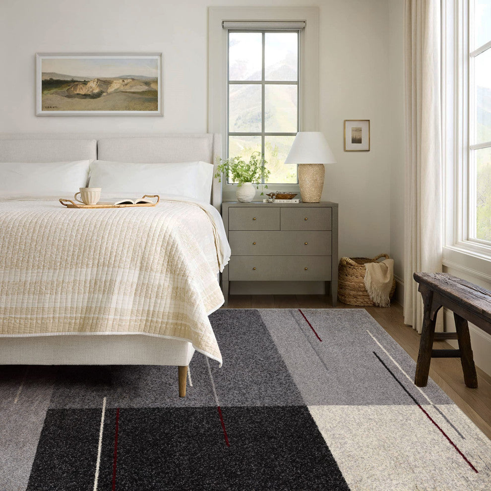 7"x9" Gray Modern Geometric Area Rug