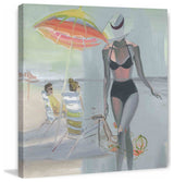 "Black Bikini Stroll" Painting Print on Wrapped Canvas, 48"x48"