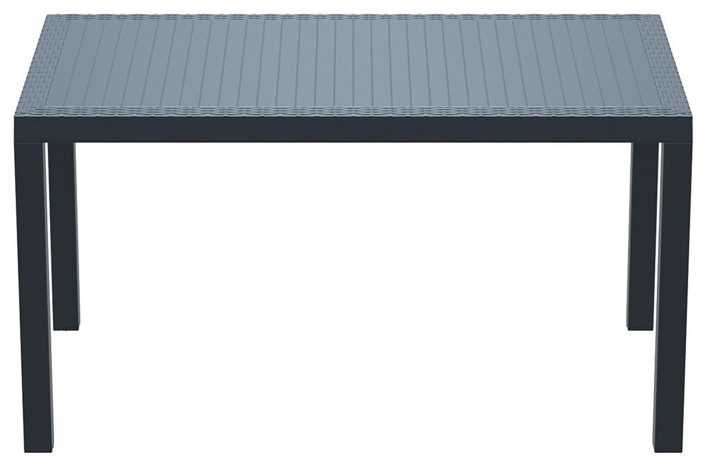 Orlando Wickerlook Rectangle Dining Table, Dark Gray 55"