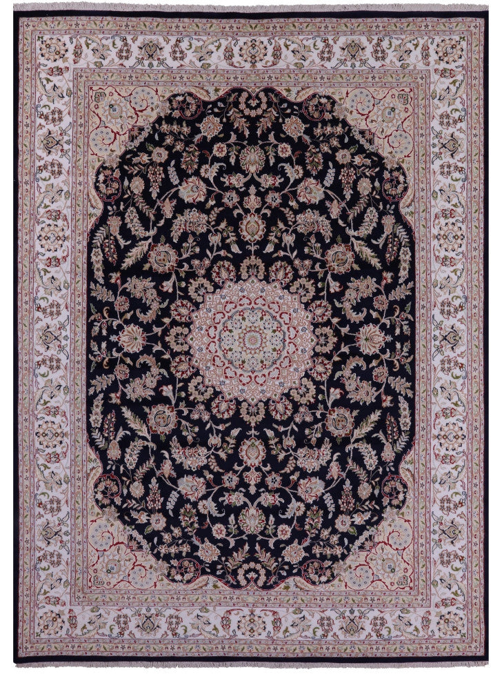 8' 11" X 12' 5" Wool & Silk Persian Nain Handmade Rug - Q14724
