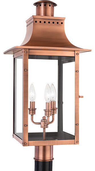 Quoizel CM9012AC Three Light Outdoor Post Lantern Chalmers Aged Copper