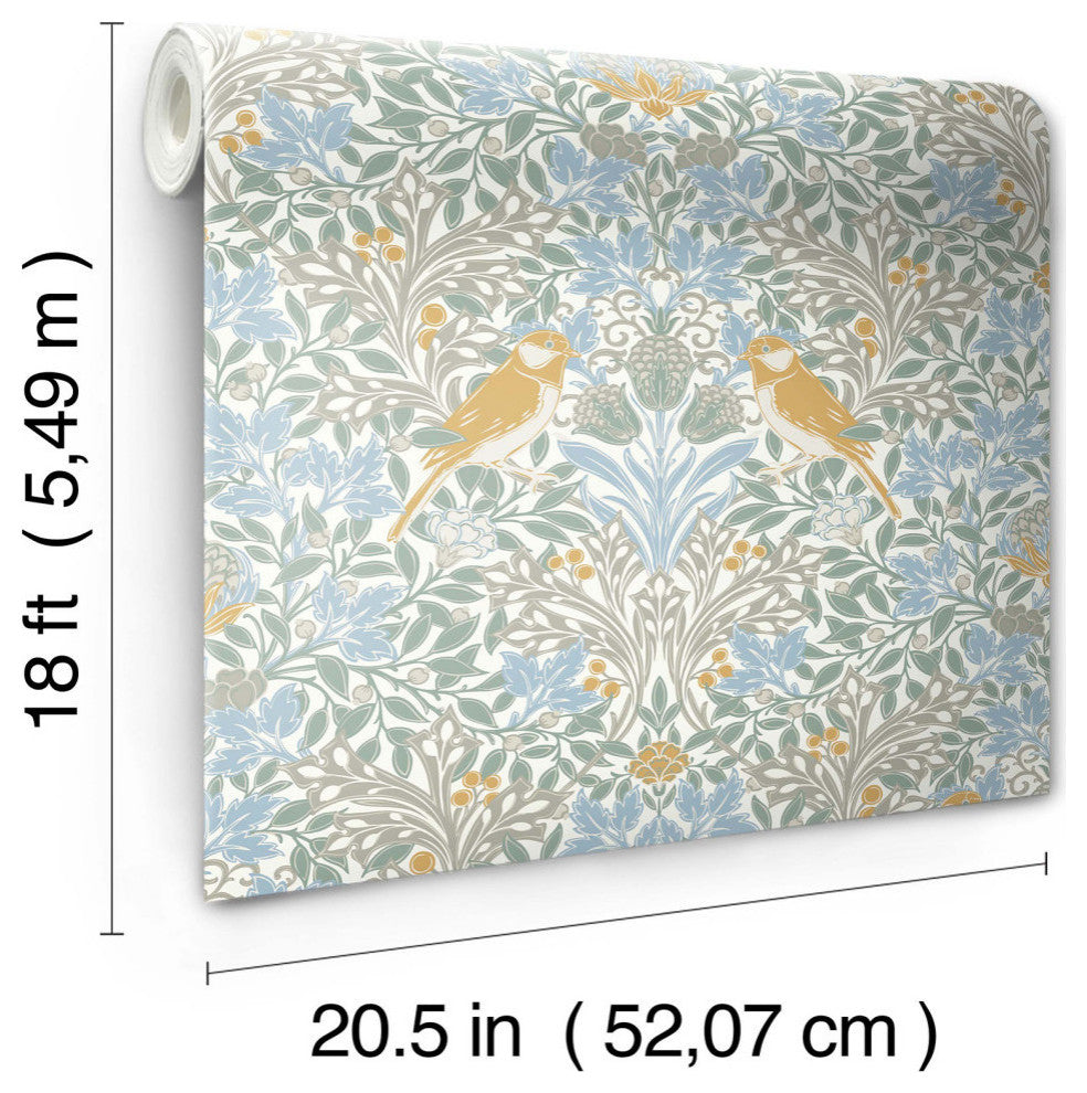 Garden Aviary Sky Blue Peel and Stick Wallpaper