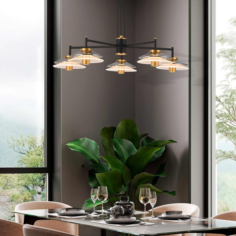 Verona 31" ETL Certified Integrated LED Height Adjustable Chandelier, Black