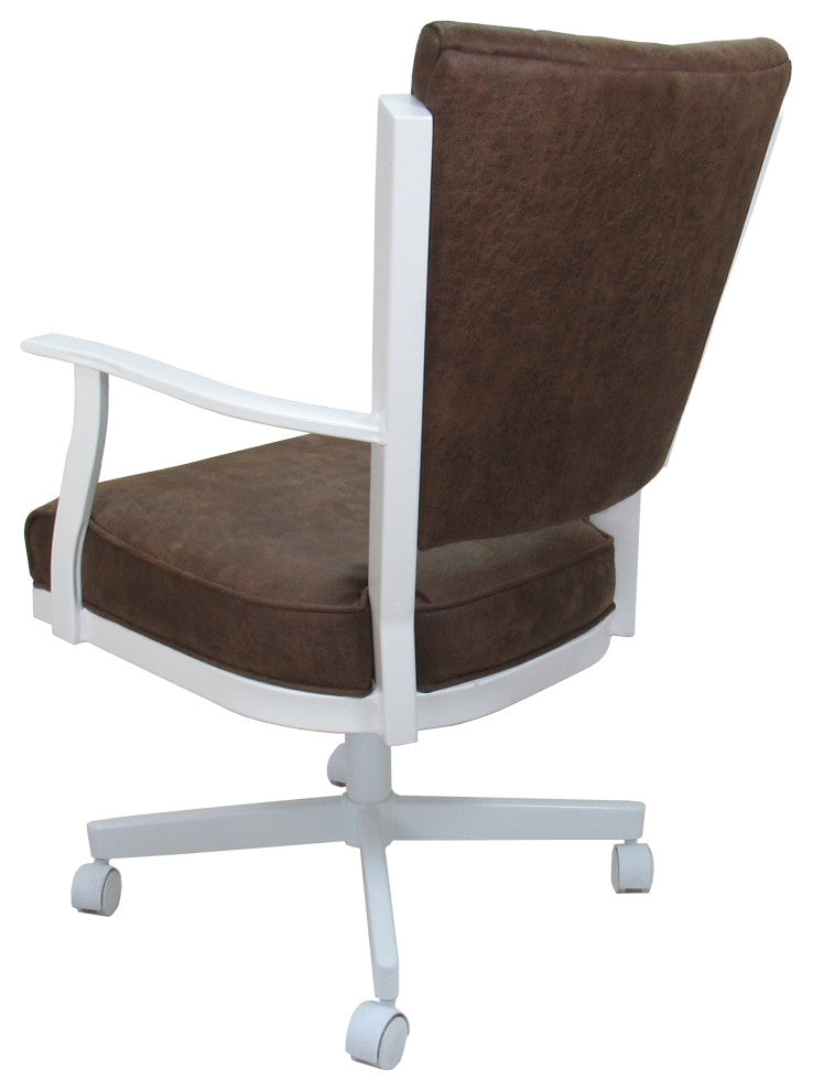 Montana Swivel Metal Dining Caster Chair Reading Base, Northwest Whiskey, White