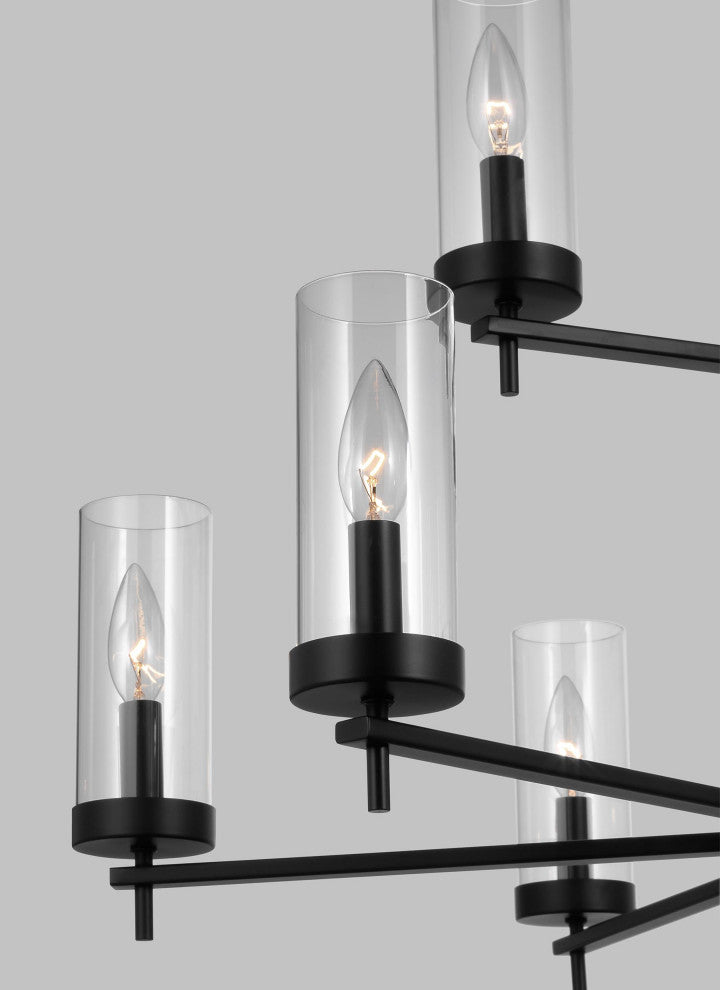 Zire Nine Light Chandelier, Midnight Black