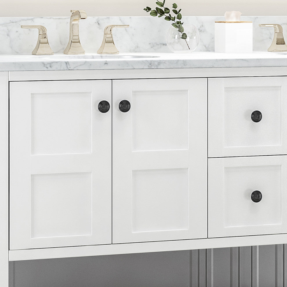 Anna Contemporary 60" Wood Bathroom Vanity, Counter Top Not Included, White