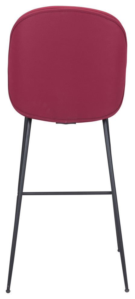 Bar Stool Chair Barstool, Steel Metal, Fabric, Red, Black, Kitchen Cafe Bistro