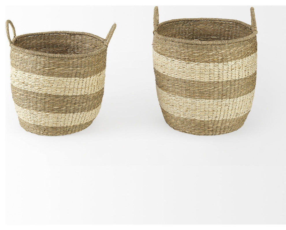 Set of Two Round Wicker Storage Baskets