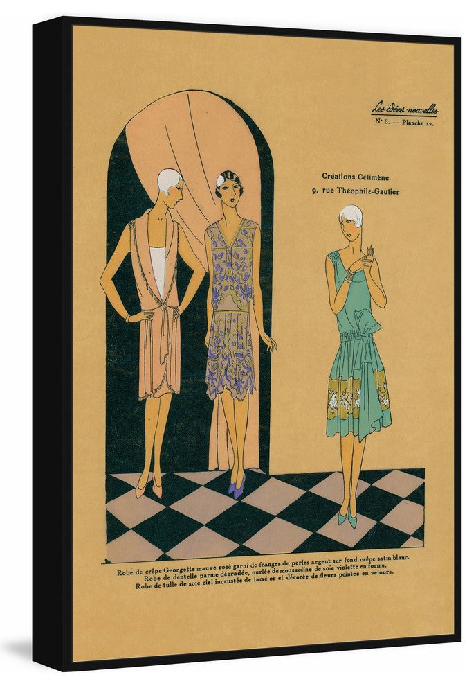 "Cocktail Dresses" Floater Framed Painting Print on Canvas, 30"x45"