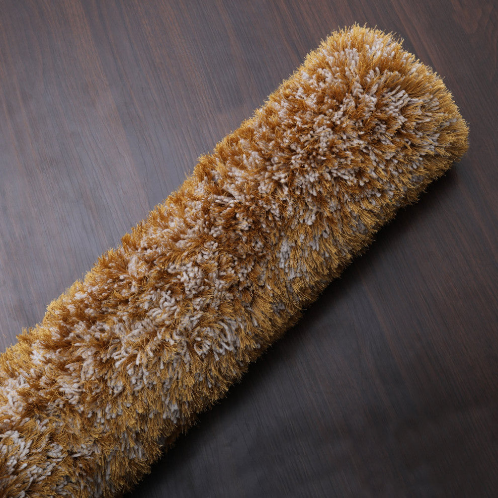 HAND TUFTED SHAG POLYESTER ECO-FRIENDLY AREA RUGS -  Gold  Color, Solid Design