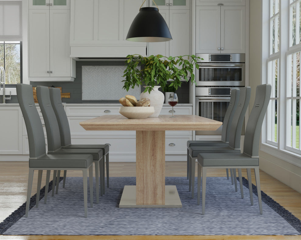 Extension Lacquer Dining Table With Stainless Steel Base, Sonama
