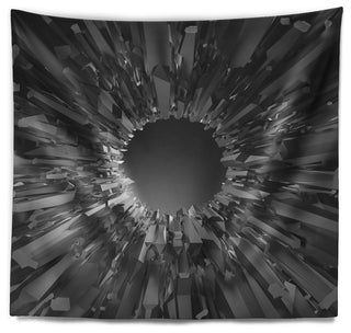 Futuristic Black Background Abstract Wall Tapestry, 60"x50"