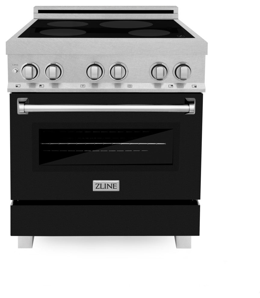 ZLINE 30" Induction Range, DuraSnow With a Black Matte Door RAINDS-BLM-30